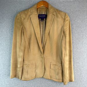 Ralph Lauren Vintage Purple Label Equestrian Tan Suede Blazer Size 8 *AS IS*